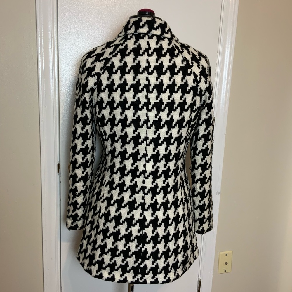 EUC YVOS  PEA COAT Black/White   Geometric Herringbone Women - Picture 3 of 11